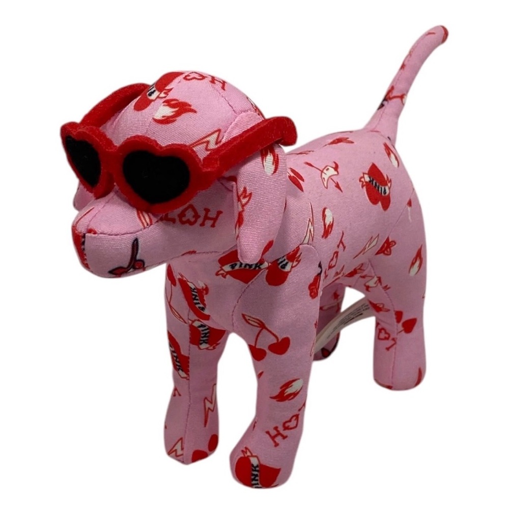 PINK Victoria's Secret Pink Plush Dog Toy with Red Accents - Picture 2 of 3